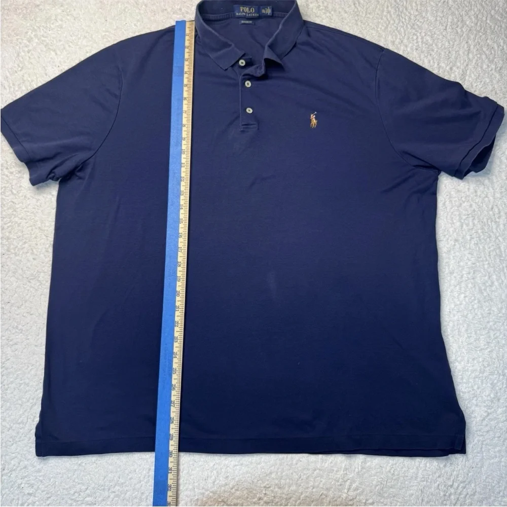 Polo Ralph Lauren Polo‎ Shirt Mens 2XL Blue Classic Fit Short Sleeve Flesh Pony